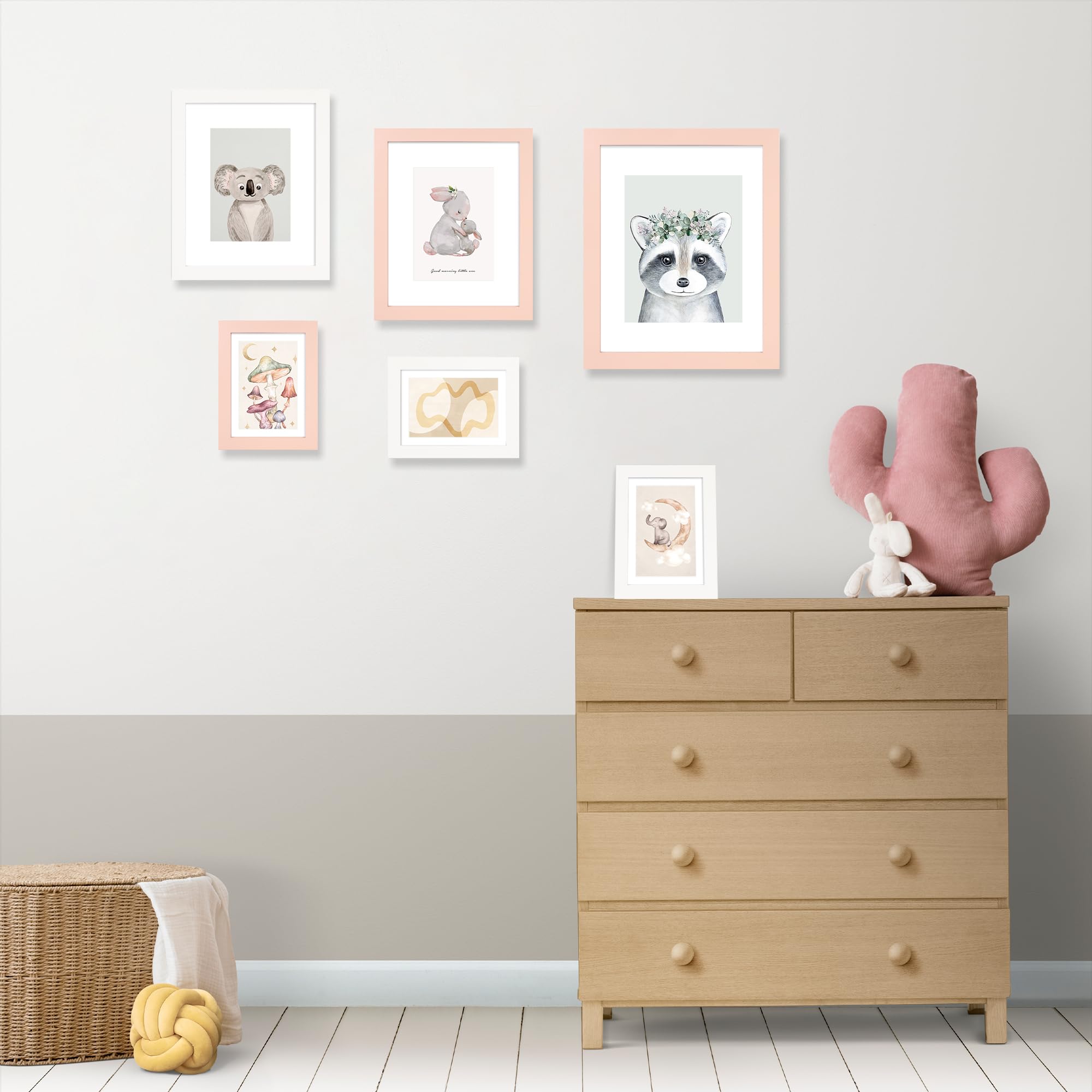 Hongkee 5x7 Picture Frame (4 Pack, Pink) Made of Real Glass and Wooden Frame - Display Pictures 4x6 with Mat or 5x7 Without Mat,